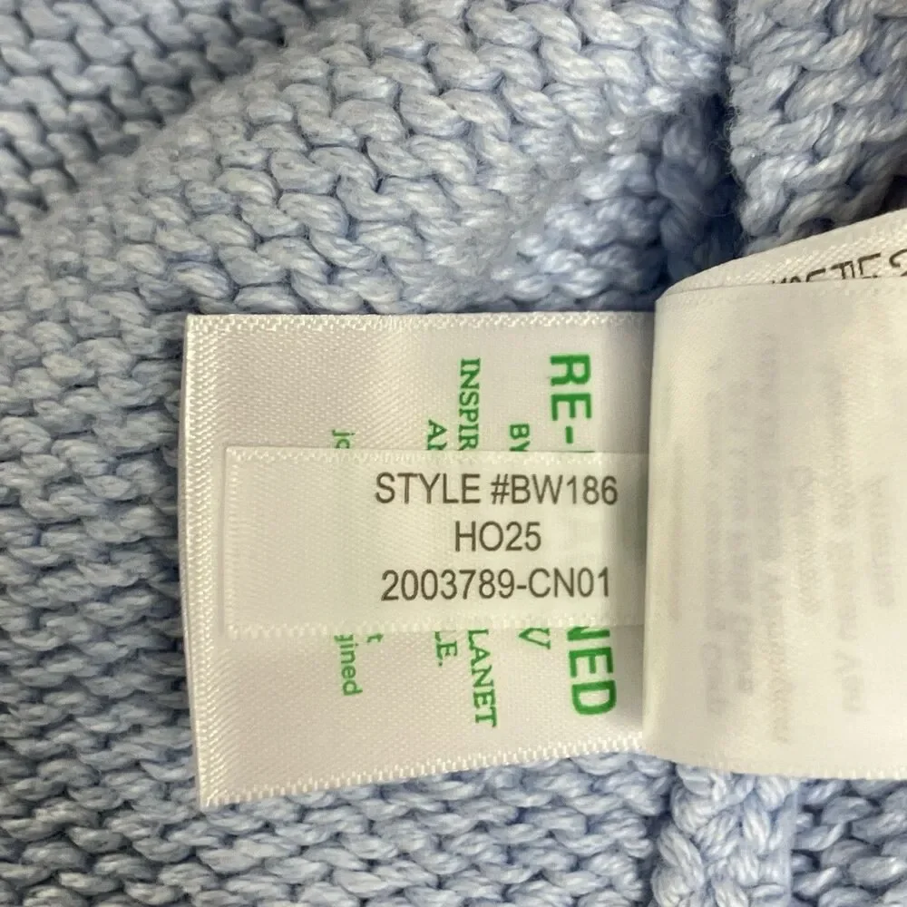 J Crew 1988 Rollneck Sweater Womens M Blue Cotton Coastal Preppy Oarsman BW186
